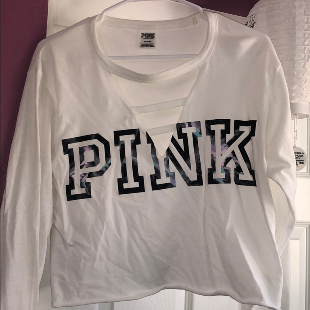 Long sleeve Pink crop top